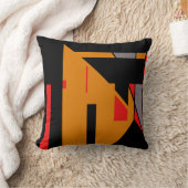 オレンジブラック南西カラージオメトリック抽象芸術 クッション (ブランケット)