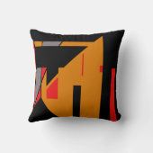 オレンジブラック南西カラージオメトリック抽象芸術 クッション (裏面)