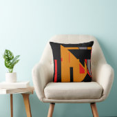 オレンジブラック南西カラージオメトリック抽象芸術 クッション (椅子)