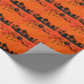 オレンジブラック墓地ハロウィーン ラッピングペーパー (角)