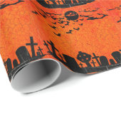オレンジブラック墓地ハロウィーン ラッピングペーパー (ロールコーナー)