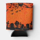 オレンジブラック墓地ハロウィーン 缶クーラー (正面)