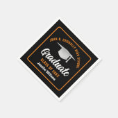 オレンジブラック大学院カスタム卒業式パーティー スタンダードカクテルナプキン (角)