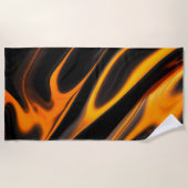 オレンジブラック大理石カラーミックスビーチタオル ビーチタオル (正面)