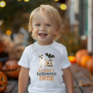 オレンジブラック幽霊不気味ハロウィーンドゥード ベビーTシャツ