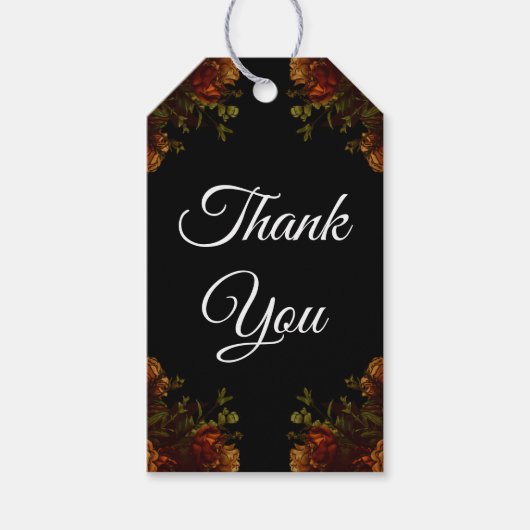 オレンジブラック素朴エレガントなウェディング招待状 ギフトタグ (正面)