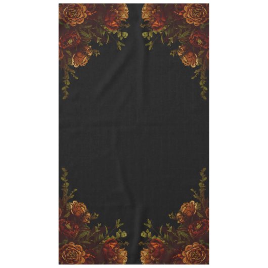 オレンジブラック素朴エレガントなウェディング招待状 テーブルクロス (正面)