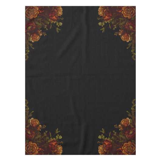 オレンジブラック素朴エレガントなウェディング招待状 テーブルクロス (正面)