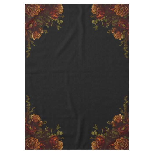 オレンジブラック素朴エレガントなウェディング招待状 テーブルクロス (正面)