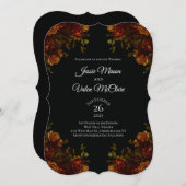 オレンジブラック素朴エレガントなウェディング招待状 招待状 (正面/裏面)