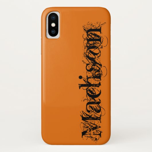 オレンジブラック自パーソナライズされた身の名前ハロウィーン Case-Mate iPhoneケース (裏面)