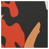 オレンジブラック迷彩柄織物 ファブリック (クローズアップ)