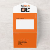 オレンジブラック30th誕生日パーティーカスタム写真 オールインワン招待状 (外側)