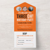 オレンジブラック30th誕生日パーティーカスタム写真 オールインワン招待状 (内側)