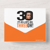 オレンジブラック30th誕生日パーティーカスタム写真 オールインワン招待状 (裏面)