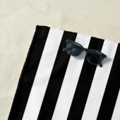 オレンジブラック&ホワイトクラシックカバナストライプ ビーチタオル (インサイチュ)