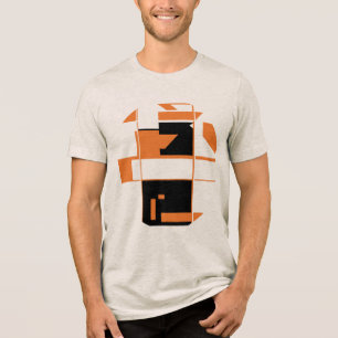 オレンジブラックMCM – ジオメトインスパイアリ抽象芸術アート トライブレンドTシャツ