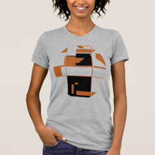 オレンジブラックMCM – ジオメトインスパイアリ抽象芸術アート Tシャツ
