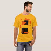 オレンジブラックMCM – ジオメトインスパイアリ抽象芸術アート Tシャツ (正面フル)