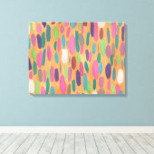 オレンジブラッシュストローク抽象芸術キャンバスアートプリント キャンバスプリント (インサイチュ (ウッドフロア))