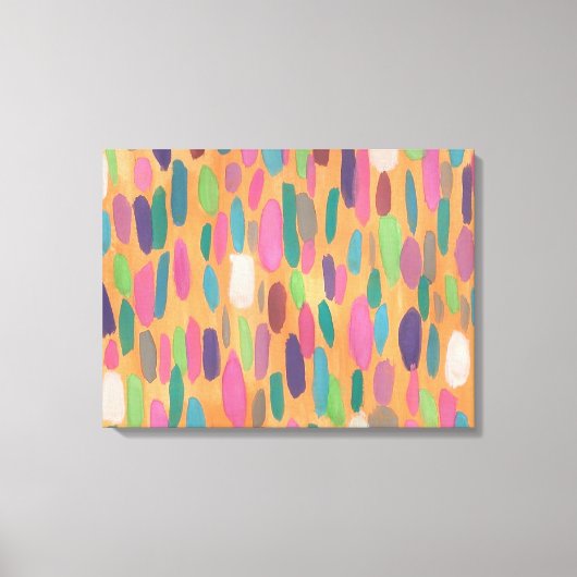 オレンジブラッシュストローク抽象芸術キャンバスアートプリント キャンバスプリント (正面)