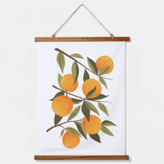 オレンジブランチボタニカルシトラスホームデコール 吊り下げ型タペストリー (正面)
