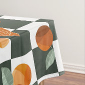 オレンジブリスダークティール（緑がかった色）市松模様に テーブルクロス (インサイチュ)