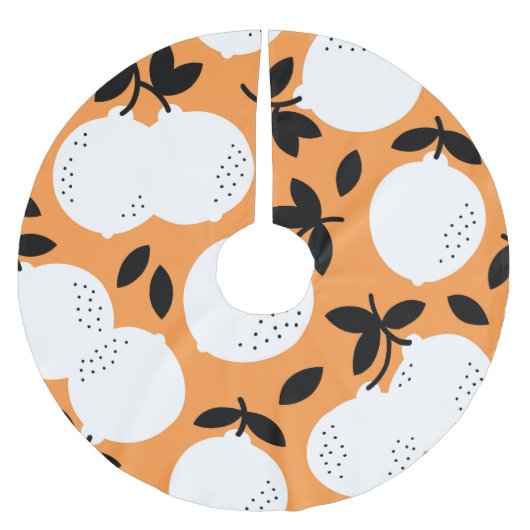 オレンジブリス:絶妙なフルーツパターン ブラッシュドポリエステルツリースカート (正面)