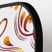 オレンジブルガンディホワイトダマスクフローラ ピックルボールラケット (左詳細)