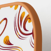 オレンジブルガンディホワイトダマスクフローラ ピックルボールラケット (左詳細)