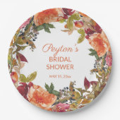 オレンジブルガンディラストフローラブライダルシャワー ペーパープレート (正面)