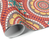 オレンジブルゴーニュとイエローサークルマンダラ ラッピングペーパー (ロールコーナー)