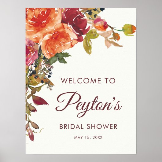オレンジブルゴーニュフローラ秋冬ブライダルシャワー ポスター (正面)