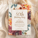 オレンジブルゴーニュ秋フローラ金ゴールドグリッター80th 招待状<br><div class="desc">オレンジエレガントとブルゴーニュの水の色の秋/秋のフローラと金ゴールドグリッターの日焼け80th誕生日パーティーの女性のための招待。カスタマイ連絡ズで私には救済、またはパーティーのために一致するZazzle製品を要求するために私。</div>
