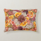オレンジブルゴーニュ秋秋ウォーターカラーフローラ アクセントクッション (正面)