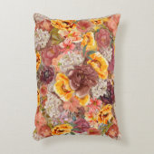 オレンジブルゴーニュ秋秋ウォーターカラーフローラ アクセントクッション (正面(垂直))