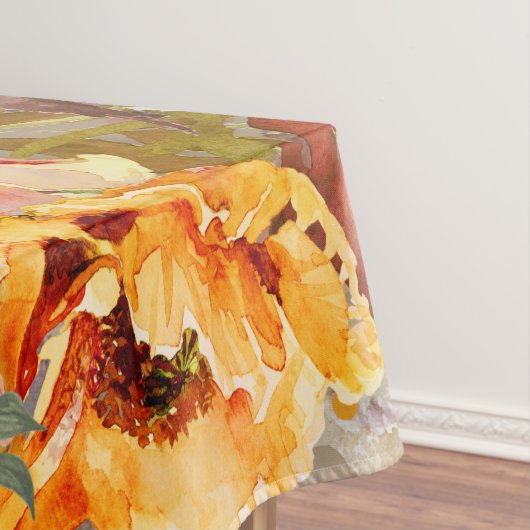 オレンジブルゴーニュ秋秋ウォーターカラーフローラ テーブルクロス (インサイチュ)