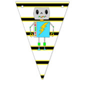 オレンジブルーとイエローロボット誕生日 パーソナライズされた バンティングフラッグ (第1の旗)