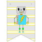 オレンジブルーとイエローロボット誕生日 パーソナライズされた バンティングフラッグ (第1の旗)