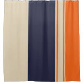 オレンジブルーとトープストライプズ シャワーカーテン (正面)