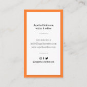 オレンジブルーのレトロタイプライタープロフェッショナルライター 名刺 (裏面)