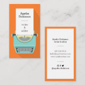 オレンジブルーのレトロタイプライタープロフェッショナルライター 名刺 (正面/裏面)