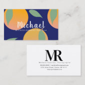 オレンジブルーはっきりしたフルーツパターン 名刺 (正面/裏面)