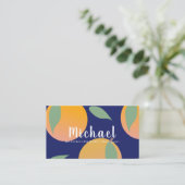 オレンジブルーはっきりしたフルーツパターン 名刺 (スタンド正面)