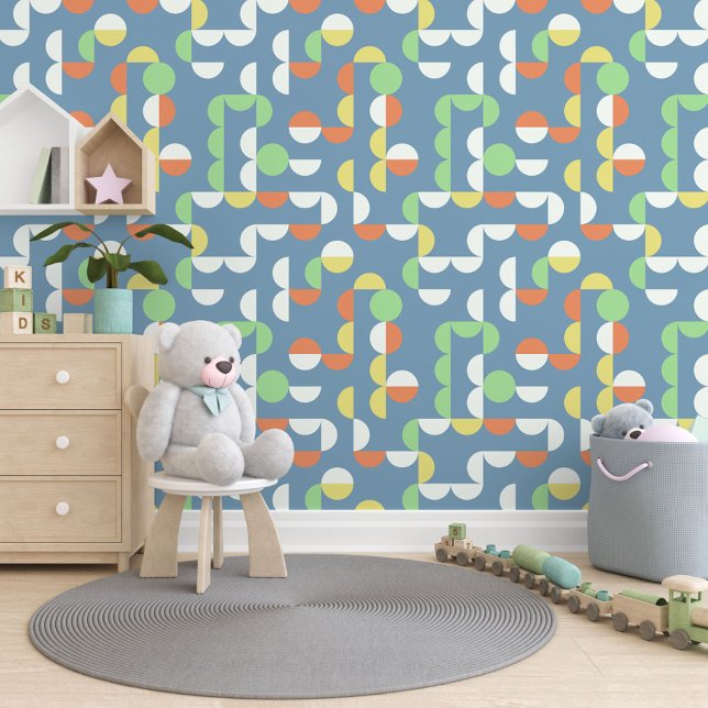 オレンジブルーイエローミントグリーンサークルアートパターン 壁紙 (クリエイターアップロード済み)