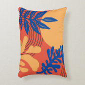 オレンジブルーイエロー抽象芸術植物形体 アクセントクッション (正面(垂直))