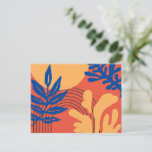 オレンジブルーイエロー抽象芸術植物形体 ポストカード (スタンド正面)