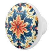 オレンジブルーイタリアンタイル セラミックノブ (右)