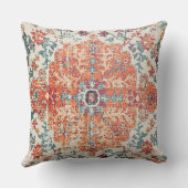 オレンジブルーエスニックボホボヘミアンカーペットヴィンテージ クッション (裏面)