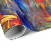 オレンジブルーカラフルイエロー抽象芸術アート ラッピングペーパー (ロールコーナー)